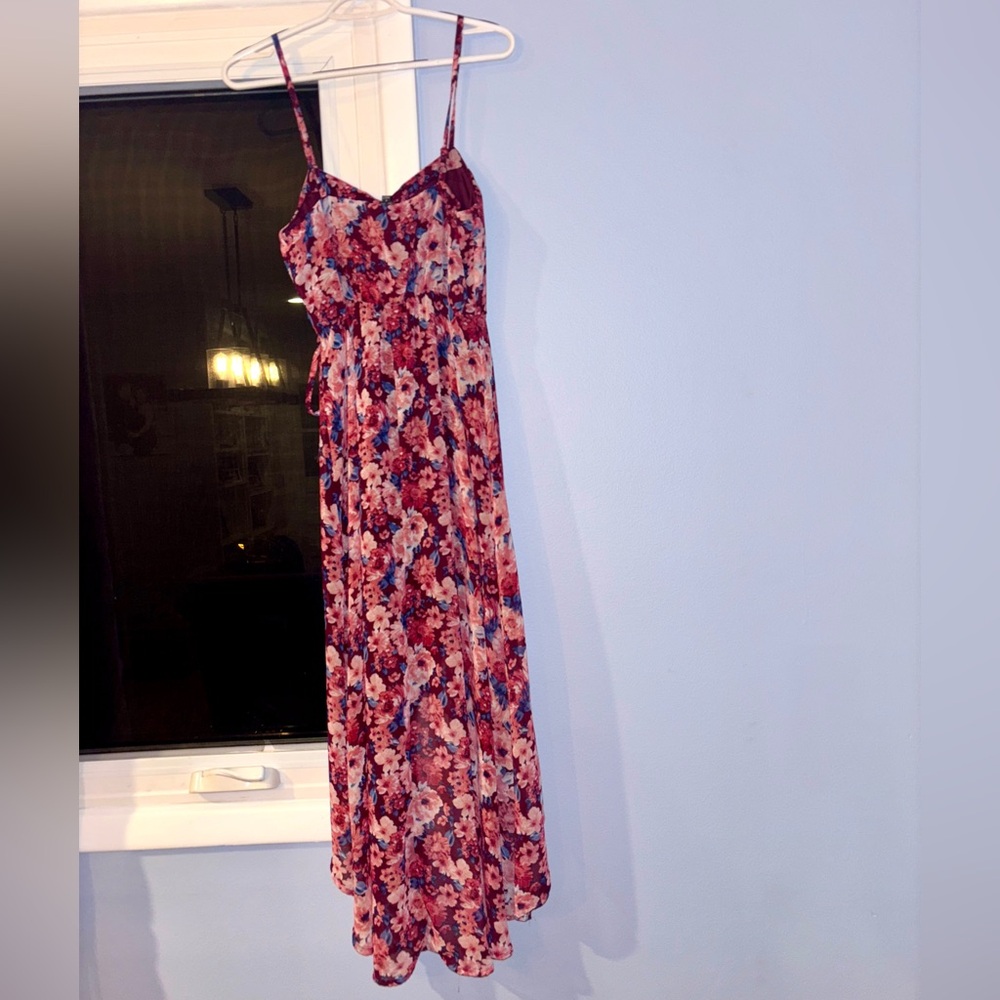 Pink Floral Spaghetti Strap Lily Rose Dress - size small